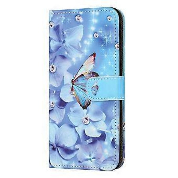 För Xiaomi Redmi Note 13 4G Mobilskal Läder 3D Mönster Magnetiskt Fodral (Blomma och Fjäril)