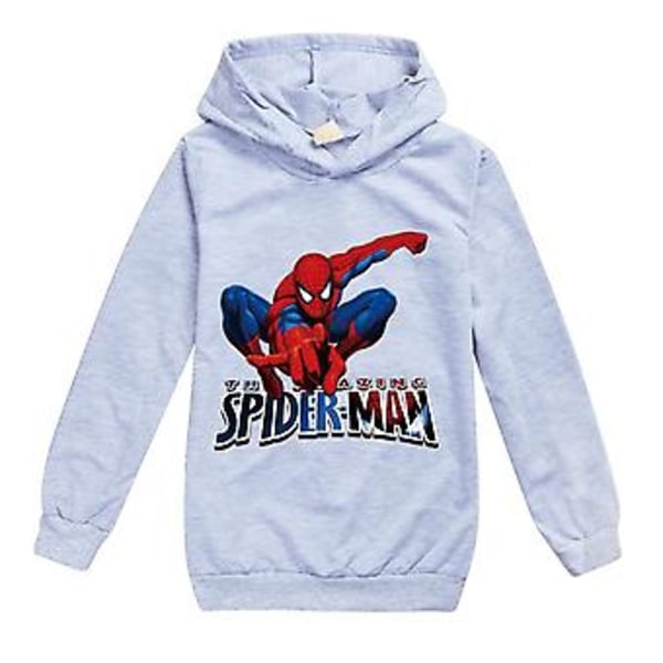 Barn Hoodie med Spiderman Tryck, Casual Huvtröja för Pojkar och Flickor, Superhjälte Julgåva för 7-14 år (9-10 år Grå)