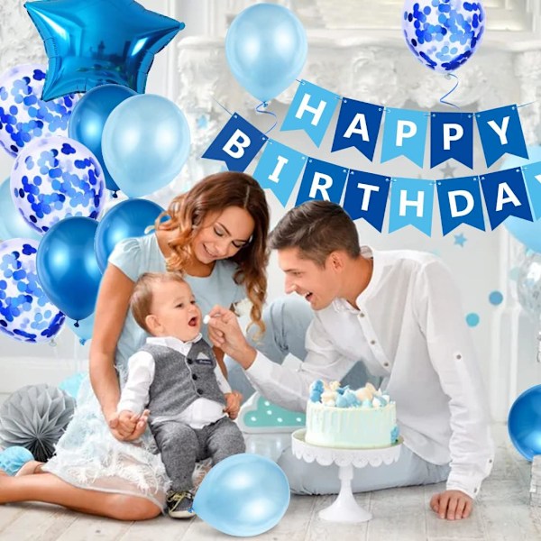 Ballong för 2-årig pojkes födelsedag, blå dekoration för 2-årsdag
