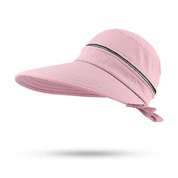 Solskjerm for kvinner, sommerhatt med solskjerm for damer, avtakbar UV-beskyttende caps for utendørs sykling, glidelås på toppen (blå)