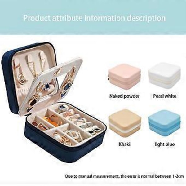 Opgraderet Spejl Smykkeboks Organizer Smykker Display Case Candy Farve Klassisk Rejse Opbevaring PU Læder Øreringe Organizer (A05 med spejl)
