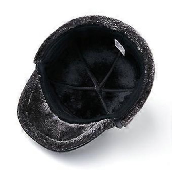 SZTXJ Herr 100% Äkta Kohud Hatt Vinter Varm Utomhus Skydda Öron Äkta Läder Keps För Vinter Varm Foder(svart och vit ull) L {55-56cm}