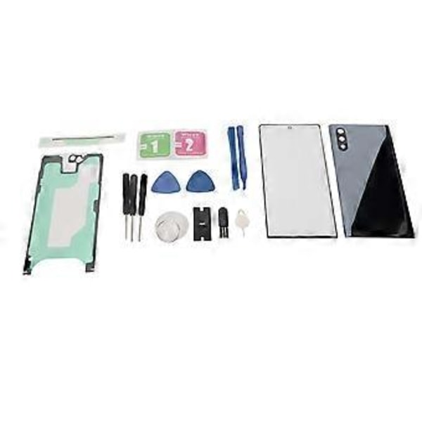 Udskiftningsglas bagside dæksel frontskærm glas reparationssæt til Samsung Galaxy Note 10 Sort