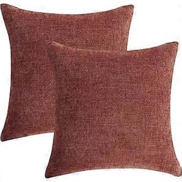 Kuddfodral 18x18 tum, 2-pack, Terrakotta Rost, Dekorativa Kuddfodral, Kvadratiska Accentkuddfodral för Soffa, Vardagsrum, Lanthus