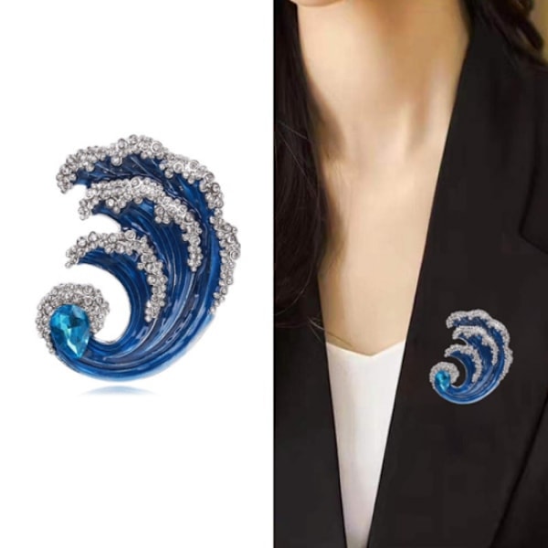 Ocean Wave Brosche Dame Brosche Pins BLÅ