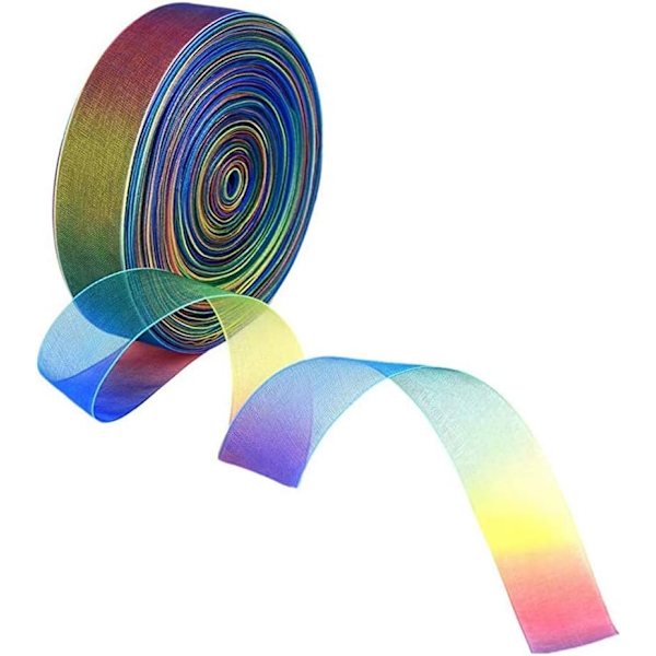 50 jaardia organza-lint, transparant satijnen organza regenboog linten voor G