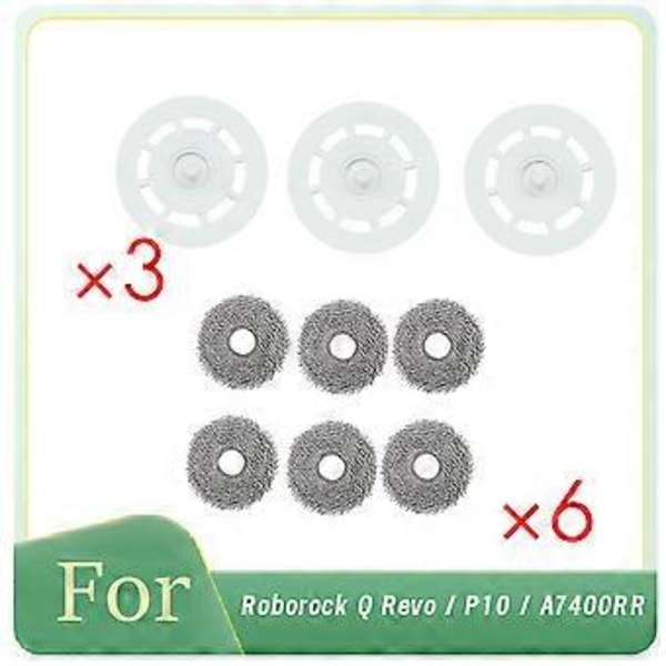 9 stk. moppepuder til Roborock Q Revo / P10 / A7400RR, reservedele til robotstøvsuger, udskiftningsdele