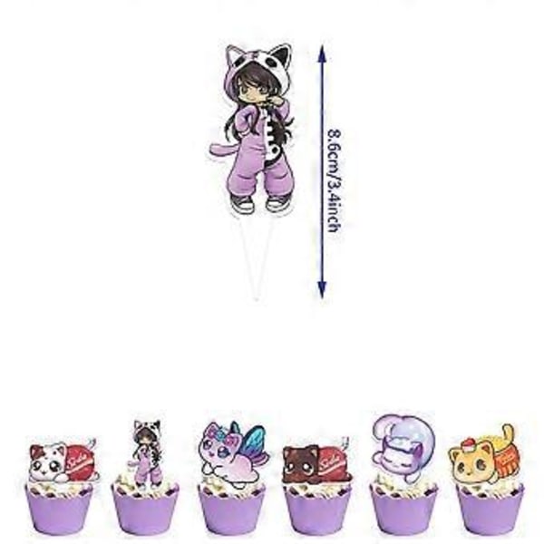 Aphmau Plushie Tema Tegnefilm Søde Fødselsdag Dekorationer Balloner Kage Topper Banner