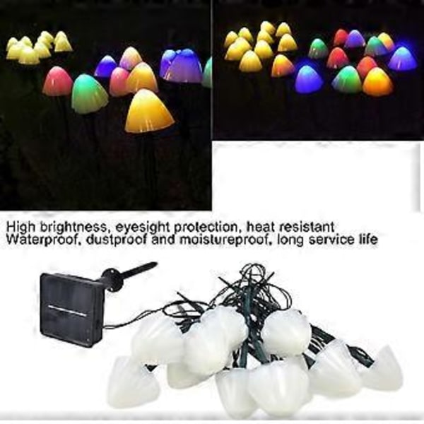 Sienimuotoinen aurinkovalosarja, vedenpitävä, pölytiivis maisemavalo 12 LEDillä ja 8 valaistustilalla