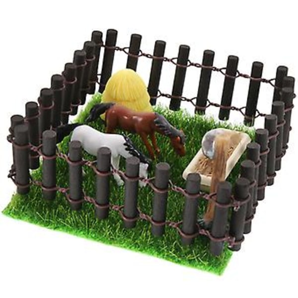 1 Sæt Miniature Hestegård Realistisk Miniature Stud-farm Dekoration Mikrolandskab Layout Model Kaffe
