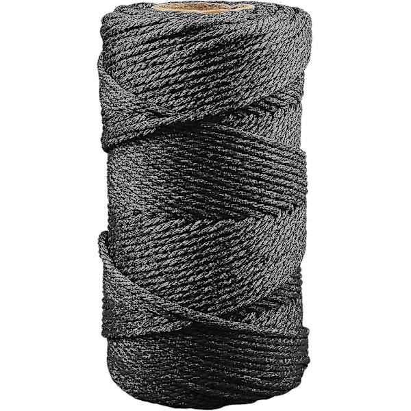 3mm Macrame Cord Compatible Crafts 100m Beige Cotton Macrame Craft String Rope Compatible Wall Hanging Plant Hanger Knitting.2MMx100M.Black