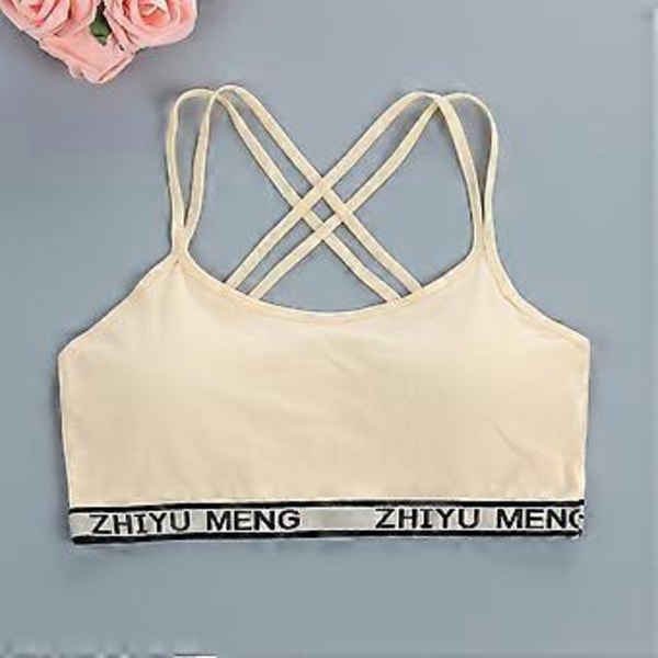 Flickor Stretchbomulls-Bralette 4-pack, Studentväst-BH, Full Cup, Andningsbar BH med Vaddering, Tränings-Sport-BH (hudfärgad)