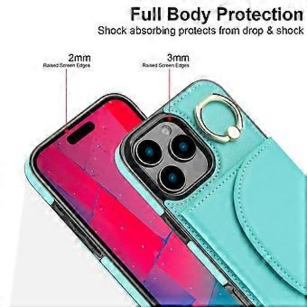 For iPhone 16 Pro Deksel RFID-blokkerende Lommebok Støtte Lær+TPU Telefondeksel (Stil D)