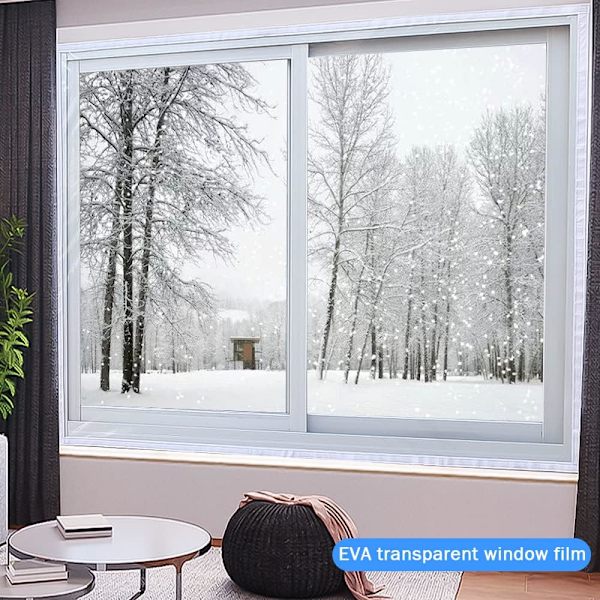 Termisk vindusfilm mot kulde, PVC vindusisolasjon, beskyttelsesfilm mot kulde, transparent isolerende film for beskyttelse mot kulde, skalerbar (240x120cm)