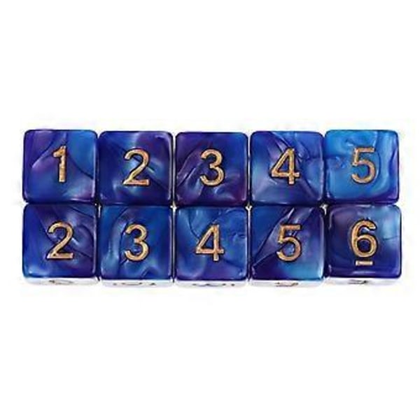 10 KPL D6 Monitahoiset Nopat DND-peliin (Sininen Violetti)