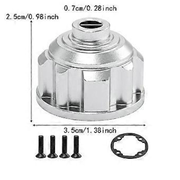 1/8 1/10 Diff-vaihteiston kotelon kansi, universaali päivitys RC Diff -kotelon kansi differentiaalikotelo Crawlereille, ajoneuvoille, kuorma-autoille DIY (hopea)