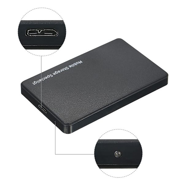 2,5 tommer harddisk etui Usb3.0 ekstern Hdd/ssd kabinet Sata harddisk etui（sort）