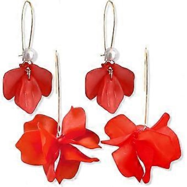 Heyone Boho Rose Petal Dangle Resin Øredobber - Lange Droppende Akryl Lagdelte Blomster Øredobber - Statement Overdrevne Blomsterfrynsete Øredobber for Kvinner og Jenter