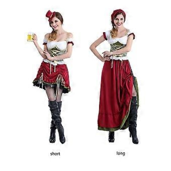 100% Nya Uppgraderade Oktoberfest Kostymer Kvinnor, Tyska Kostymklänningar Bayerska Dirndl Klänningar Oktoberfest Outfits (XL Röd)