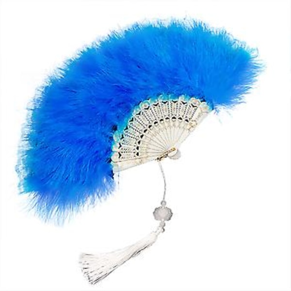 Delikat Bløde Fjerfans Vintage Foldbar Håndfan Blonderfan Med Kvaster Til Kostume Danseshow Gavefest Sort  Stil X