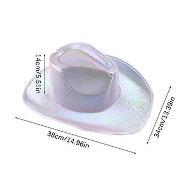 Disco Luminous Led Brudgum/Brud Cowgirlhatt Lysande Ljus Barkeps Bachelorette Party Tillbehör Blinkande Neon Western Cowboyhatt (Vit)