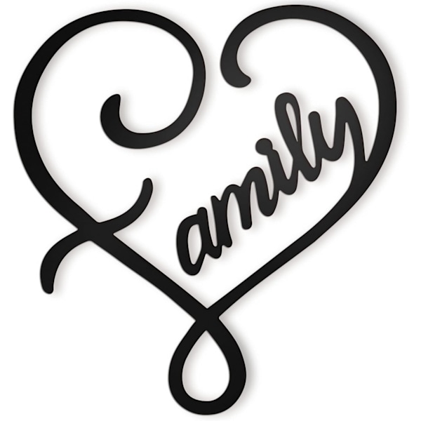 Metal Family Infinity Heart 12.5\"X11.5\" Seinätaulu Musta Pieni Fam