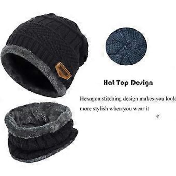 Børne Vinterhue Beanie Med Halsklæde Kostume Afslappet Strikket Hue Varmt Strikket Hue Fleeceforet Hue