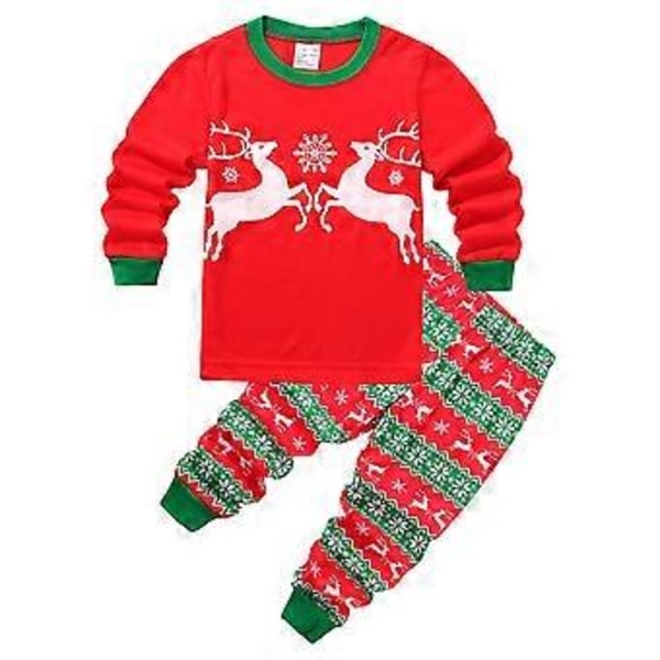 Julpyjamas för barn, pojkar och flickor, pyjamas, pyjamasset, småbarn, långärmad topp, byxor, nattkläder, jultema, loungewear (6-7 år F)