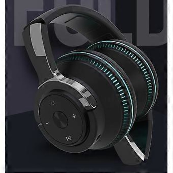 Trådløst headset bluetooth headset subwoofer stereo plugin kort fargerikt lys dataheadset (frostet blå)