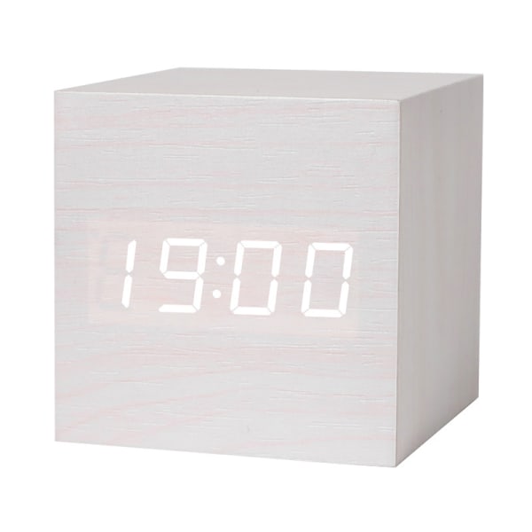 1 Styck Trä LED Digital Väckarklocka, Digital Cubic klocka med