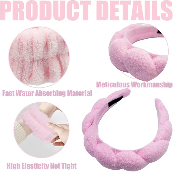 Mikrofiber Vask Armbånd, Svamp Hodebånd for Ansiktsvask, Fac
