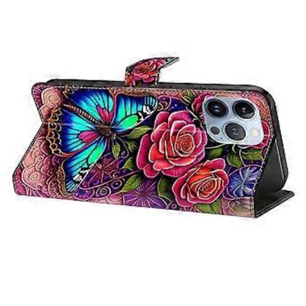Til iPhone 16 Pro Max Cover PU Læder Wallet Flip Cover med Ståfunktion (Style F)