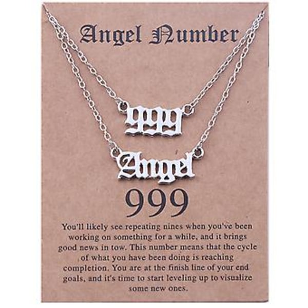 StatementNecklaces 2 kpl Vanha Englantilainen Enkeli & Numero Kaulakoru Numerologia Korut Naisille Päällystetty Ruostumaton Teräs  9