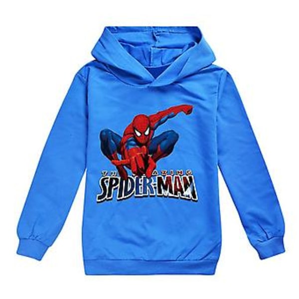 Barn Hoodie med Spiderman Tryck, Casual Huvtröja för Pojkar och Flickor, Superhjälte Julgåva för 7-14 år (11-12 år Blå)