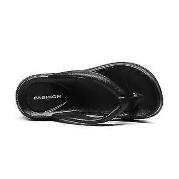 Strandtofflor Sommartofflor 6 cm tjocka flip-flops Sommartofflor för kvinnor Mjuka Eva Strand Halkfria Sandaler Flerfärgade Valfria (37 38 svart)