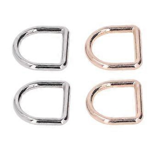120 st Metall D-ringar Sömlös Gränssnitt Stark Lastbärande Guld Silver Rostsäkra D-spänneklämmor för DIY Nyckelringar Bälten