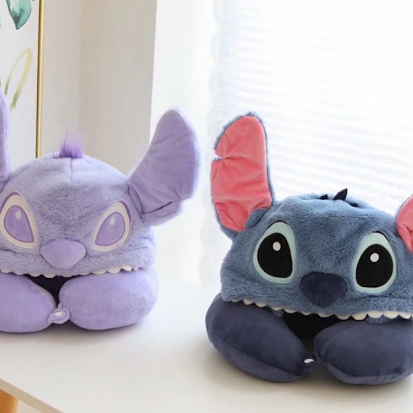 Tegneserie Stitch hetteformet U-formet pute nakkebeskytter plysjleke av
