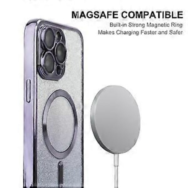 ENAKY HAT PRINCE Magnetiskt Skal för iPhone 13 Pro Max med Härdat Glas Linsskydd TPU-Skal (Silver)