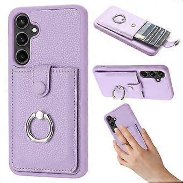 Skal för Samsung Galaxy A55 5G Ritningsdesign Kortfack Läder Baksida med Ringstativ (Stil F)