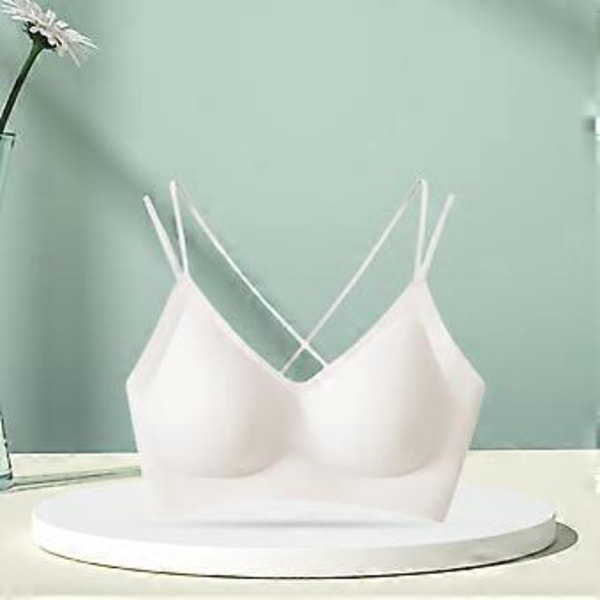 Dam BH Jelly Strip Support T-shirt BH Underkläder Push up BH Vadderade Braletter(M Vit)