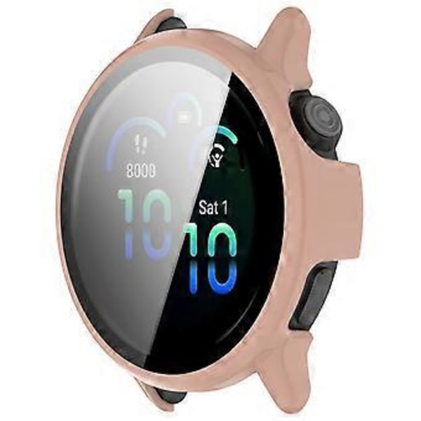 För Garmin Vivoactive 6 Klockfodral PC Ram Skydd med Härdat Glas Skärmskydd (Rosa)