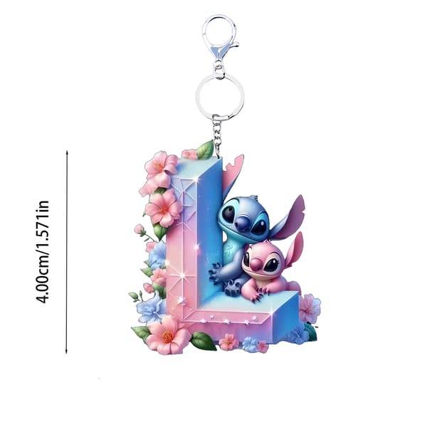 Stitch “K” Akryl Nøglering, Par Nøglering