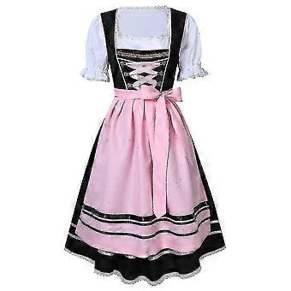 Dirndl-mekko Saksalaiseen Oktoberfestiin Baijerilainen Oluttyttö Asuste Palvelijatar Festivaali Juhla V (M Pink)