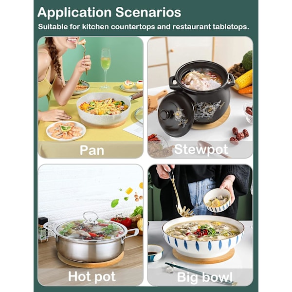 Luonnollinen bambupidin, 2 kpl liukumaton ja lämmönkestävä pidin