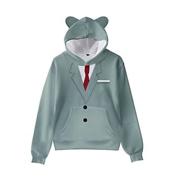 Unisex Spyfamily Anime Manga Hoodies Modetryckta Söta Kattöron Huvtröja Jumper Toppar Långärmad Tröja Presenter (XL A)