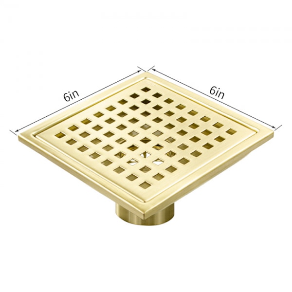 15x15cm Duschbrunn Guld Rostfritt Stål Kvadratisk Duschbrunn Flo