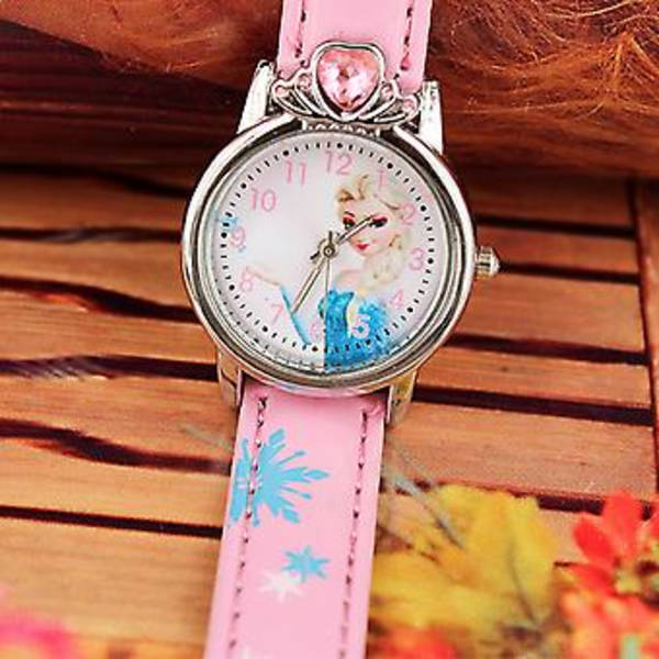 Frozen Elsa Barnklocka för Flickor, Kvarts Analog Klocka Cartoon Armbandsur Födelsedagspresenter (Rosa)