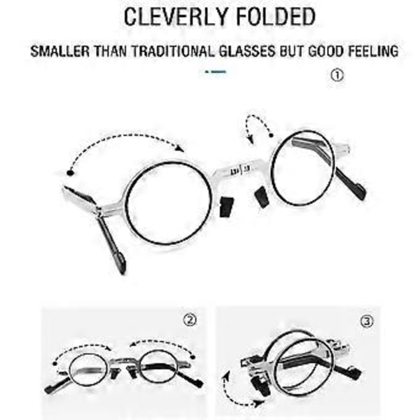 Portable Sammenleggbare Lesebriller Menn Metall Runde Firkantede Anti Blått Lys Briller Presbyopi Briller Innfatning Diopter +1.0 til +4.0(+300 sølv firkant)