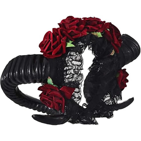 Gotiske Værhorn Sinister Evil Hodebånd Roser Garland Satanic Hea
