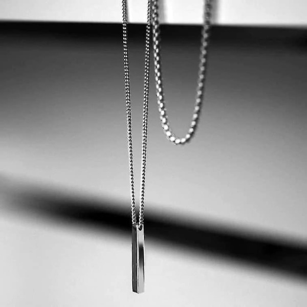 Men Bar Pendant Necklace Stainless Steel Box Chain Pendant Necklace For Men Jewelry